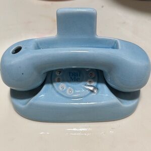 Vintage Blue Ceramic Telephone pen holder and notepad